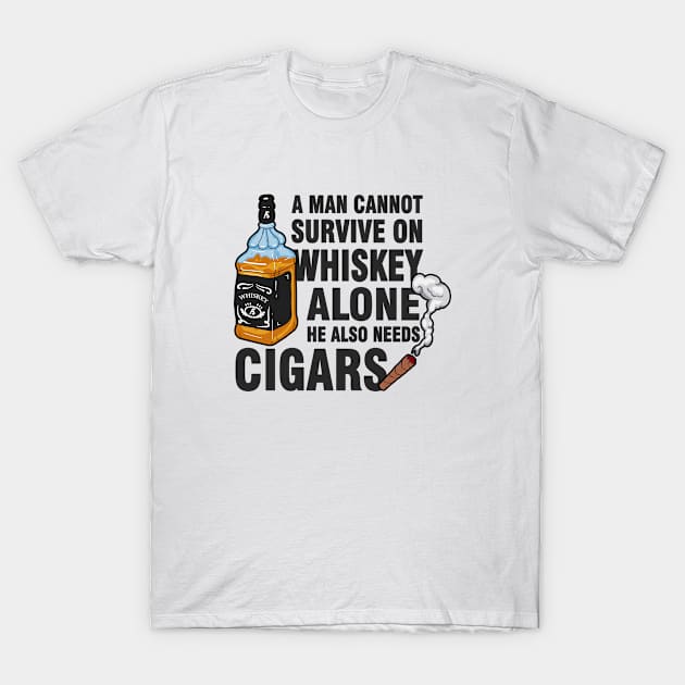 Whiskey alcohol drinker and cigar smoking T-Shirt by Tobias Store